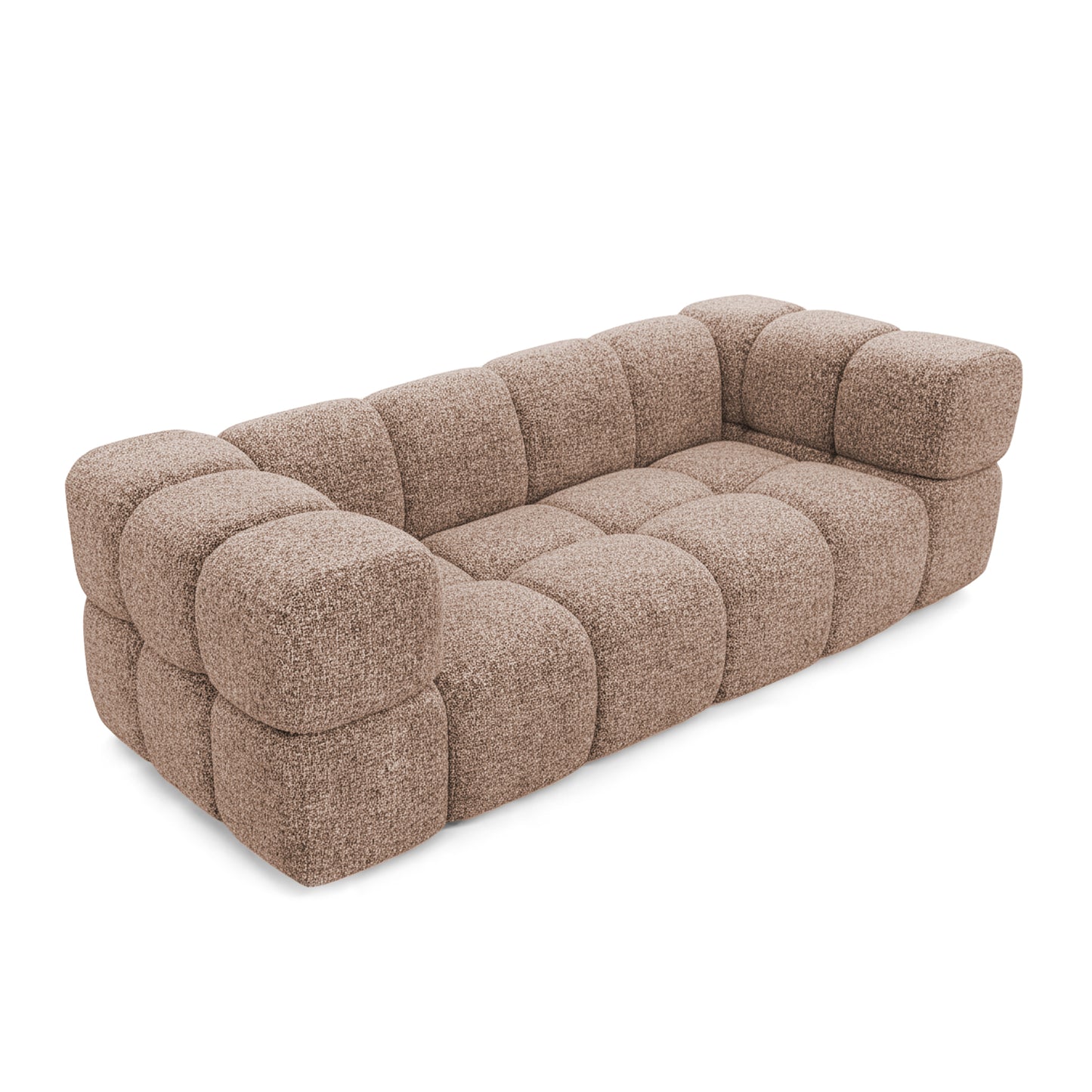 Design-Sofa 3-Sitzer TONDO PUENTE 68 – Strukturstoff in Bouclé-Optik – Wellenformiges Design – Puderrosa