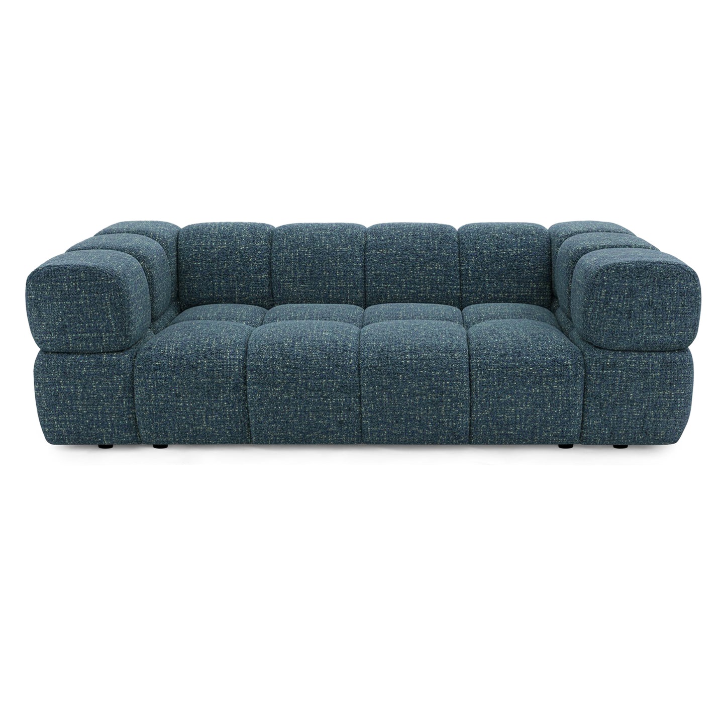 Design-Sofa 3-Sitzer TONDO PUENTE 39 – Strukturstoff in Bouclé-Optik – Wellenformiges Design – Dunkelblau