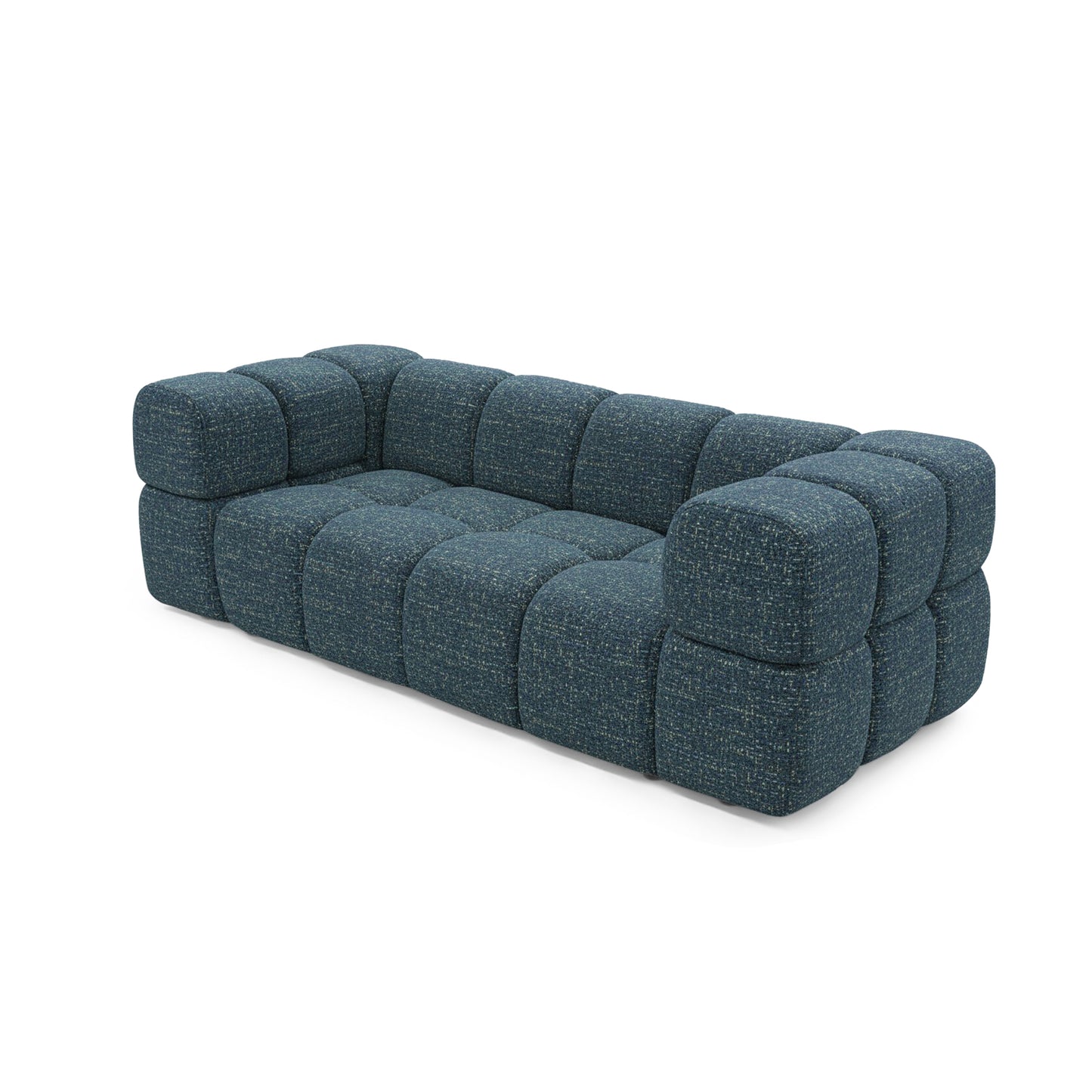 Design-Sofa 3-Sitzer TONDO PUENTE 39 – Strukturstoff in Bouclé-Optik – Wellenformiges Design – Dunkelblau