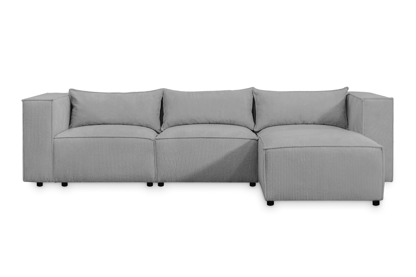 Ecksofa MODULO 290x185 cm Modulsofa Lincoln 86 Grau – Modernes Design mit weichem Breitcord-Stoff