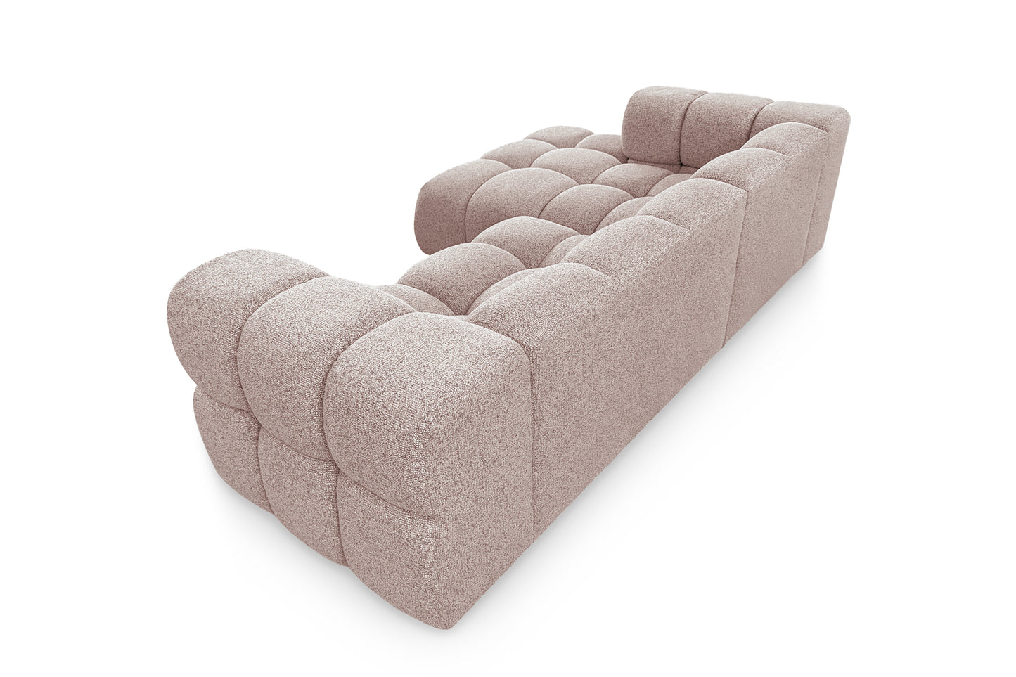 Ecksofa AVERRO 280x150 cm Puente 68 Altrosa Ottomane links – Modernes Bubble-Sofa mit weichem Chenille-Strukturstoff