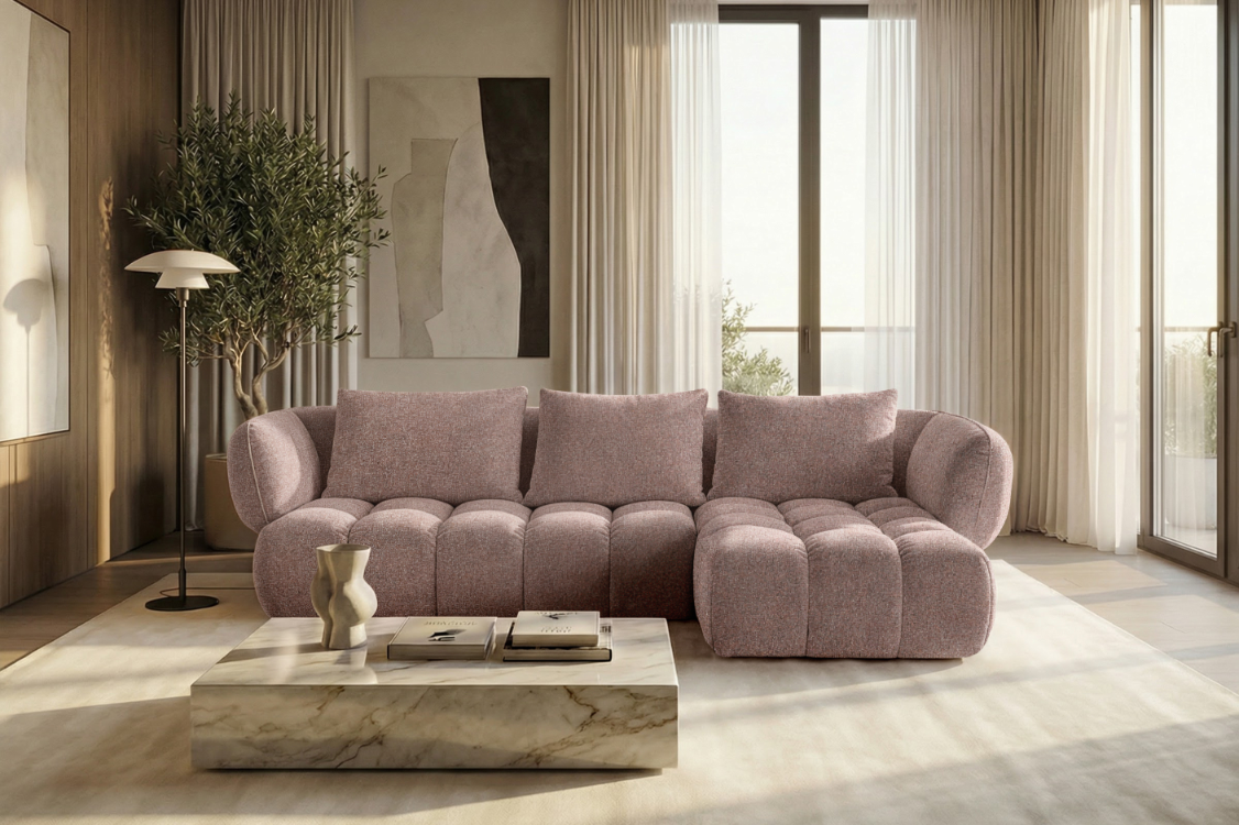 Lounge Ecksofa SAVIO - Puente 68 Altrosa rechts - 250x168 cm - Design Sofa HR